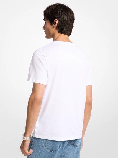 T-shirt en coton &agrave; logo graphique in BLANC | Michael Kors