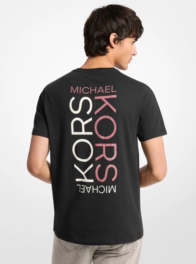 Printed Cotton T-Shirt in BLACK | Michael Kors