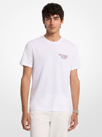 Printed Cotton T-Shirt in WHITE | Michael Kors