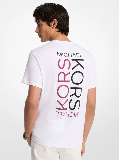 Printed Cotton T-Shirt in WHITE | Michael Kors
