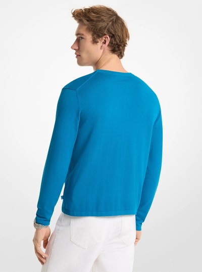 Cotton Jersey Sweater in TURQUOISE | Michael Kors
