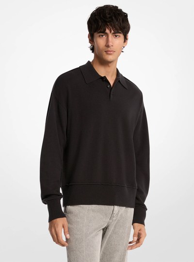 Wool Polo Sweater in BLACK | Michael Kors