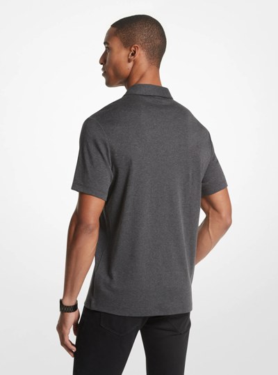 Embroidered Logo Cotton Polo Shirt in CHARCOAL | Michael Kors