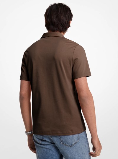 Embroidered Logo Cotton Polo Shirt in CHOCOLATE | Michael Kors