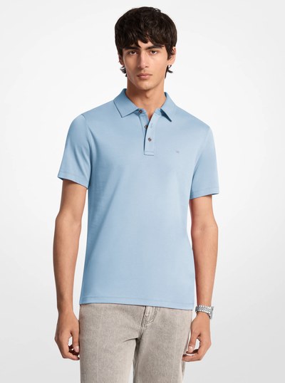Embroidered Logo Cotton Polo Shirt in CHAMBRAY | Michael Kors
