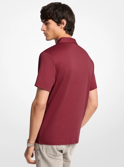 Embroidered Logo Cotton Polo Shirt in DEEP RED | Michael Kors