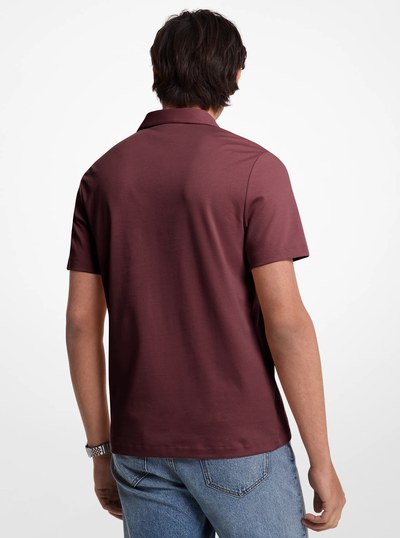 Embroidered Logo Cotton Polo Shirt in OXBLOOD | Michael Kors