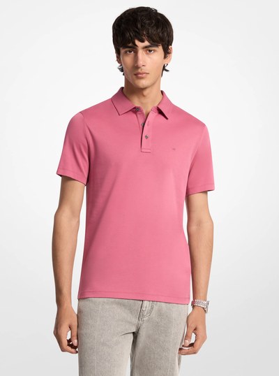 Embroidered Logo Cotton Polo Shirt in ROSEWOOD | Michael Kors