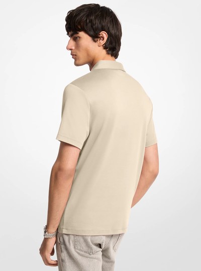 Embroidered Logo Cotton Polo Shirt in STONE | Michael Kors