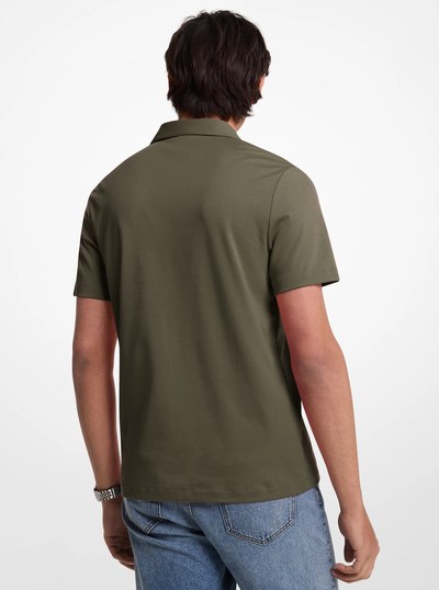Embroidered Logo Cotton Polo Shirt in IVY | Michael Kors