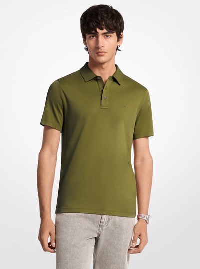Embroidered Logo Cotton Polo Shirt in EVERGREEN | Michael Kors