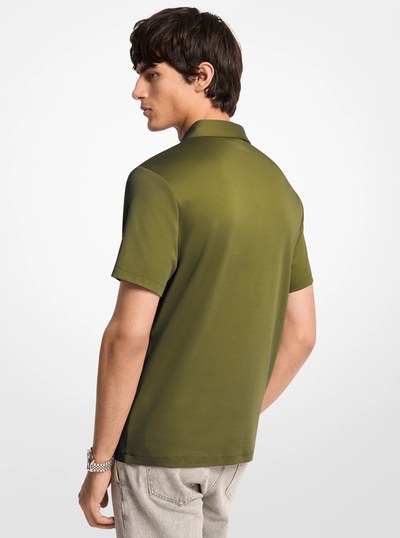 Embroidered Logo Cotton Polo Shirt in EVERGREEN | Michael Kors