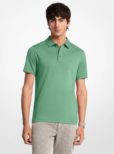 Embroidered Logo Cotton Polo Shirt in PINE GREEN | Michael Kors