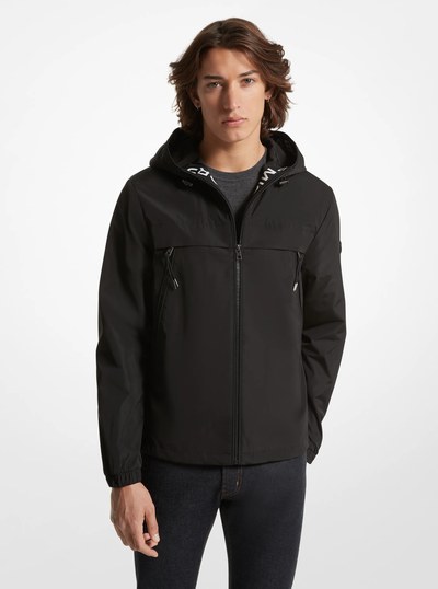 Logo Tape Woven Windbreaker Jacket in BLACK | Michael Kors