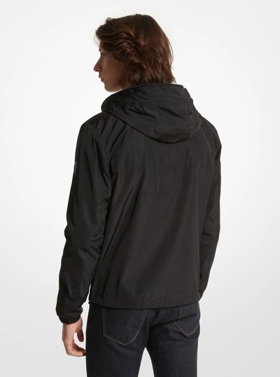Logo Tape Woven Windbreaker Jacket in BLACK | Michael Kors