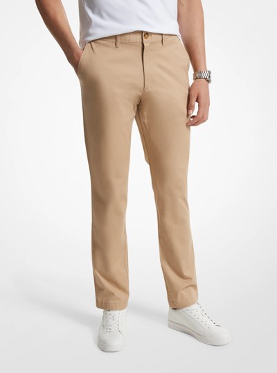 Slim-Fit Cotton Blend Chino Pants in KHAKI | Michael Kors