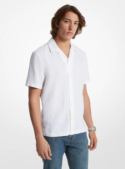 Relaxed-Fit Linen Camp Shirt in WHITE | Michael Kors