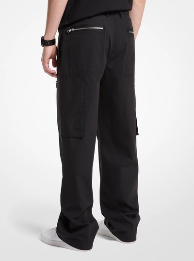 Cotton Poplin Zip Cargo Pants in BLACK | Michael Kors