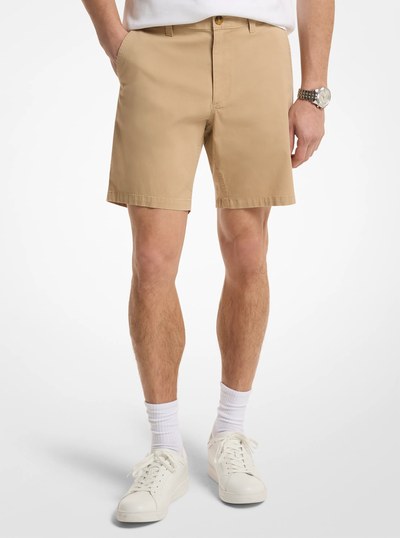 Stretch Cotton Shorts in KHAKI | Michael Kors