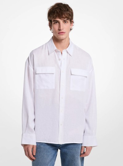 Oversized Linen Shirt in WHITE | Michael Kors