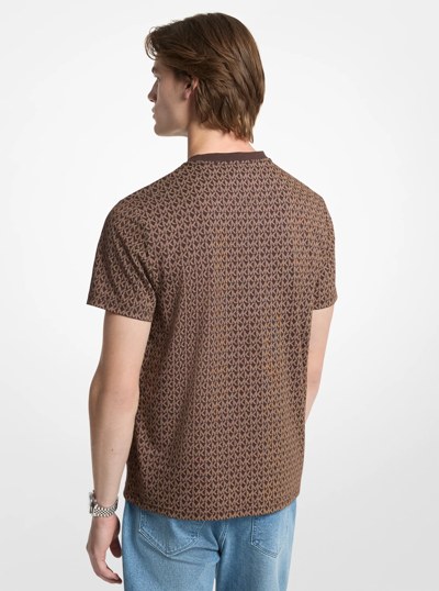 Signature Logo Print Cotton Jersey T-Shirt in CHOCOLATE | Michael Kors