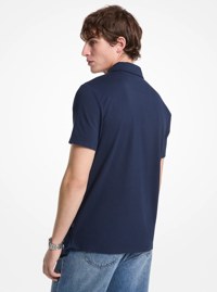Cotton Blend Piqu&eacute; Zip-Up Polo Shirt