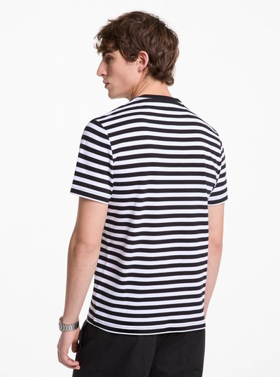 Striped Cotton T-Shirt in BLACK | Michael Kors