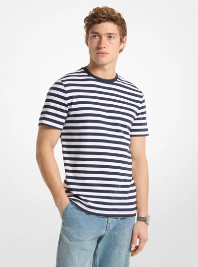 Striped Cotton T-Shirt in MIDNIGHT | Michael Kors