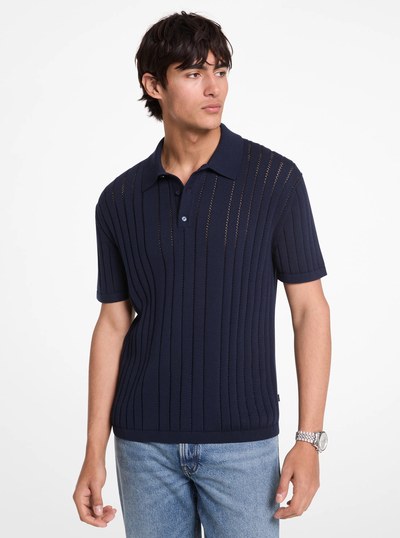 Pointelle Cotton Polo Shirt in MIDNIGHT | Michael Kors