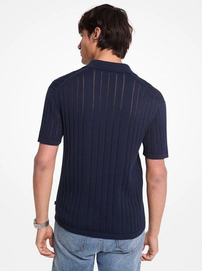 Pointelle Cotton Polo Shirt in MIDNIGHT | Michael Kors