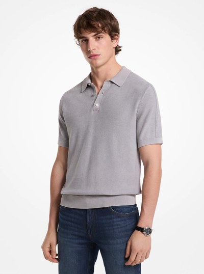 Linen and Cotton Polo Shirt in NICKEL | Michael Kors