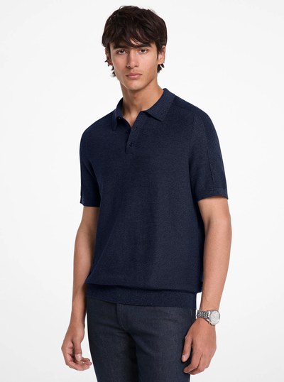Cotton Moulin&eacute; Polo Shirt in MIDNIGHT | Michael Kors