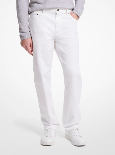 Finn Straight-Fit Stretch Denim Jeans in WHITE | Michael Kors