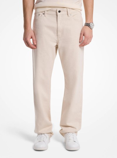 Finn Straight-Fit Stretch Denim Jeans in ECRU | Michael Kors