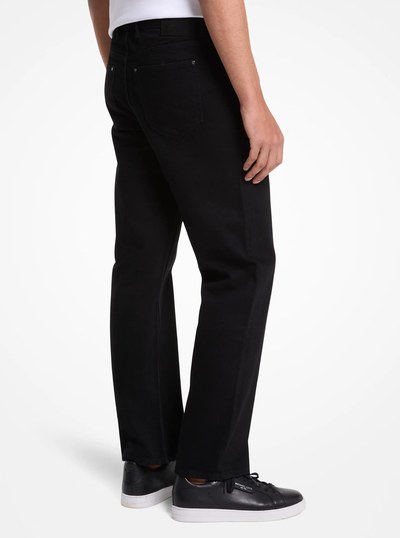 Finn Straight-Fit Stretch Denim Jeans in BLACK | Michael Kors