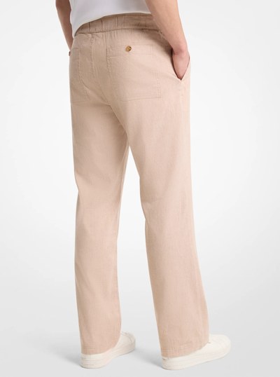 Linen and Cotton Blend Pants in KHAKI | Michael Kors