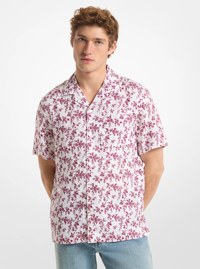 Floral Print Linen Camp Shirt