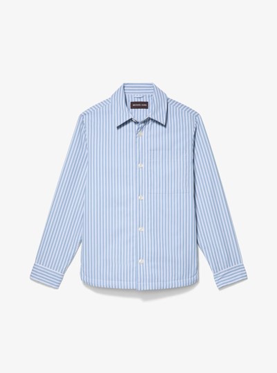 Striped Cotton Poplin Shirt Jacket in CHAMBRAY | Michael Kors