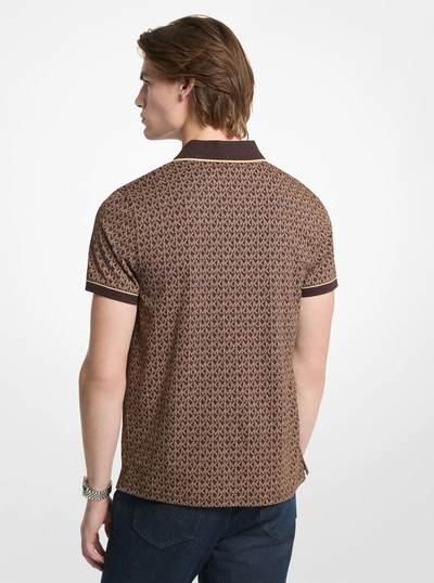 Signature Logo Cotton Jersey Polo Shirt in CHOCOLATE | Michael Kors