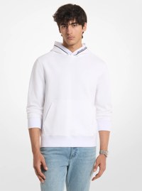 Hoodie en m&eacute;lange de coton &agrave; bande &agrave; logo