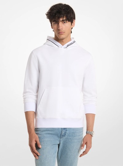 Hoodie en m&eacute;lange de coton &agrave; bande &agrave; logo in BLANC | Michael Kors