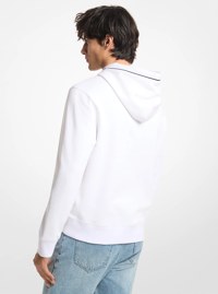 Hoodie en m&eacute;lange de coton &agrave; bande &agrave; logo