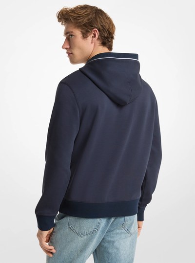 Logo Trim Cotton Blend Hoodie in MIDNIGHT | Michael Kors