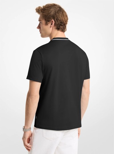 Logo Trim Cotton Jersey T-Shirt in BLACK | Michael Kors