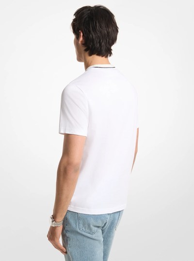 Logo Trim Cotton Jersey T-Shirt in WHITE | Michael Kors