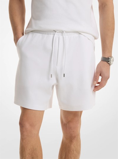 Logo Pocket Cotton Blend Shorts in WHITE | Michael Kors