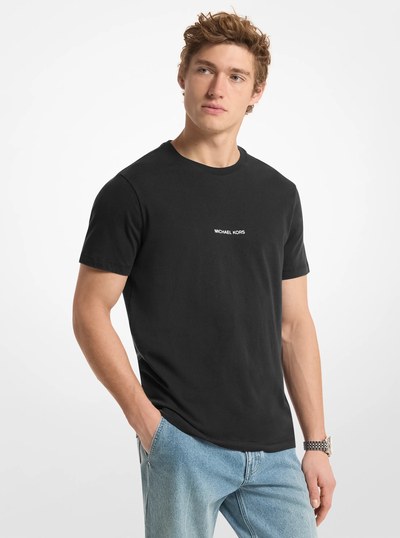Graphic Logo Cotton Jersey T-Shirt in BLACK | Michael Kors