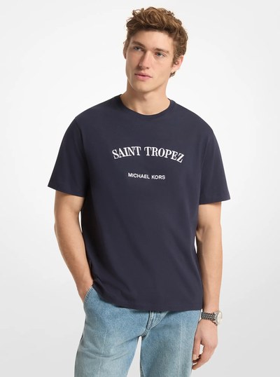 Saint Tropez Cotton Jersey T-Shirt in MIDNIGHT | Michael Kors