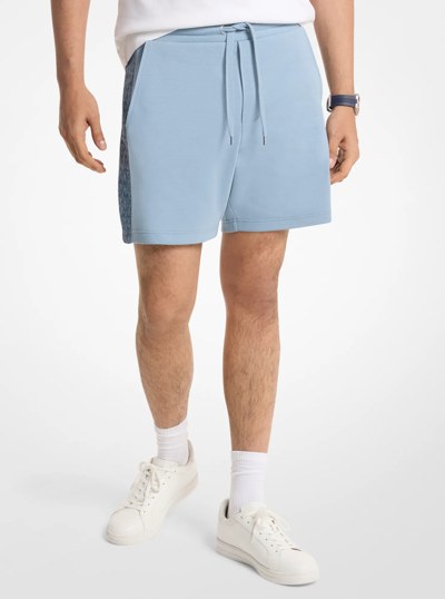 Logo Tape Cotton Blend Shorts in CHAMBRAY | Michael Kors