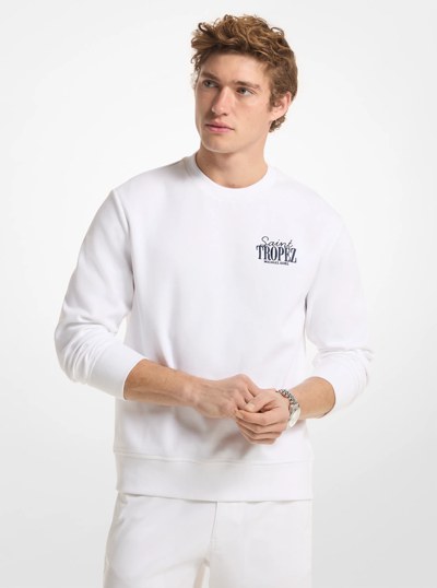 Saint Tropez Double Knit Crewneck Sweatshirt in WHITE | Michael Kors